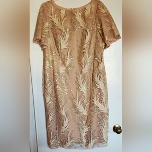 Adrianna Papell Blush Embroidered Midi Dress